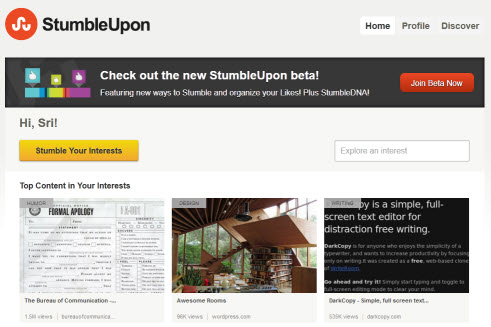 Stumbleupon Beta 2012 Redesigned