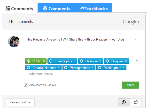 Download Google+ Comments Plugin for WordPress Blog