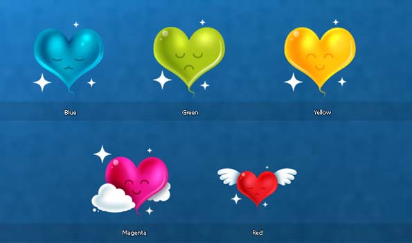 Flying heart icons