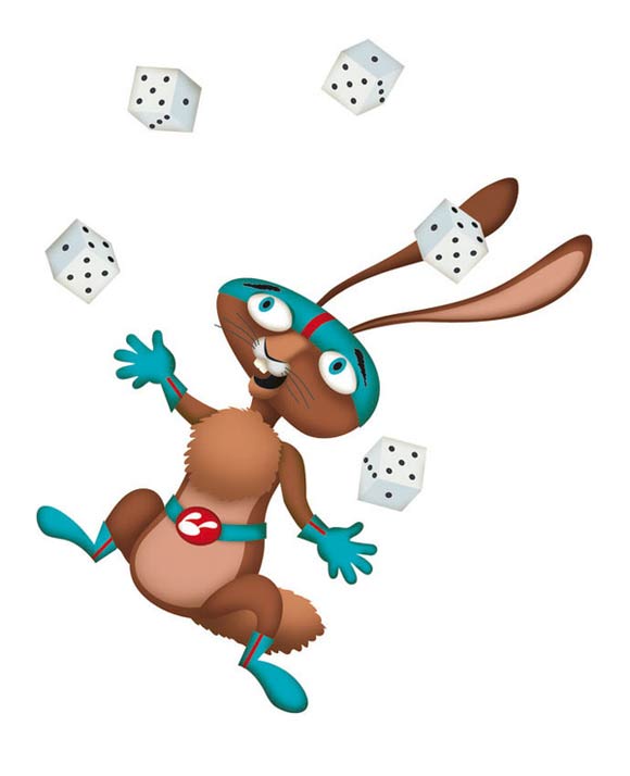 juggling bunny mascot