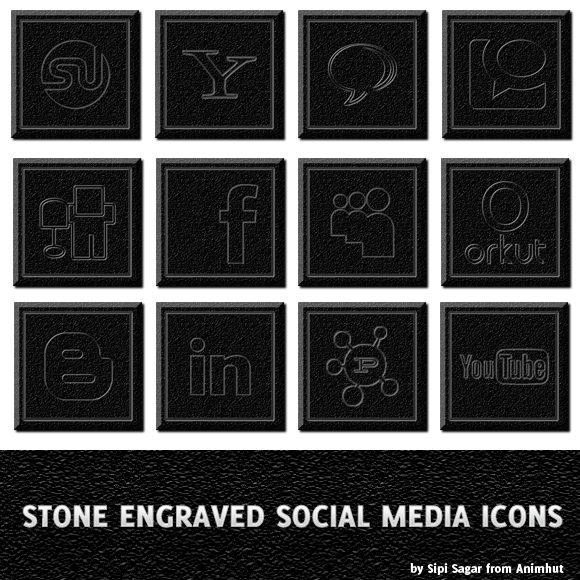 Stone Engraved Social Media Icons