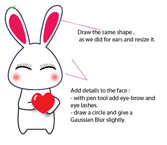 final step to create love bunny Quick-Tip: Valentine’s Adorable Bunny Adobe Vector Tutorial