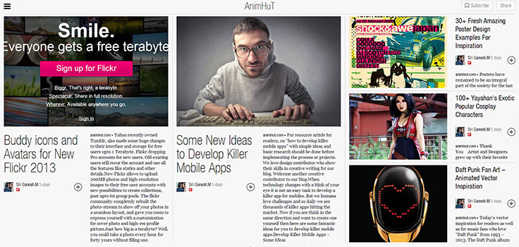 preview of animhut.com in Flipboard