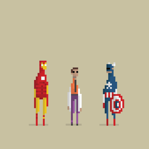Animated 8-bit Comic Pixel Art of super heroes (19)