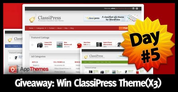 Giveaway Day5: Win Classipress Theme(x3)
