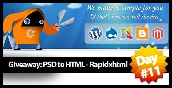 Giveaway Day11: PSD to HTML from RapidXhtml