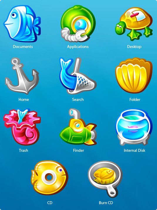 Complete set of ocean deep icons