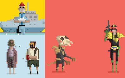 Super Heroes 8-bit Comic Pixel Art [Motion Graphics Gif]