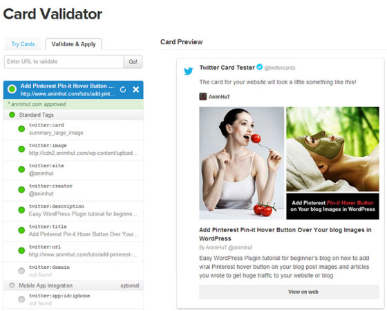 Activate Twitter Cards using Meta Tag or WordPress Plugin for Approval