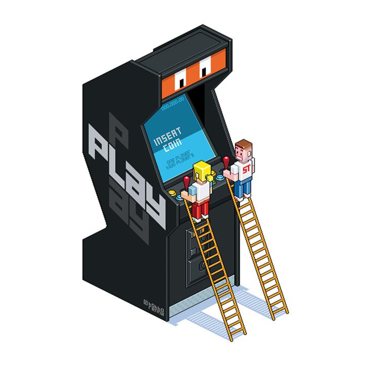 Pixel Art Characters Inspiration of Super Totto 3 ARCADE-CABINET of pixel art