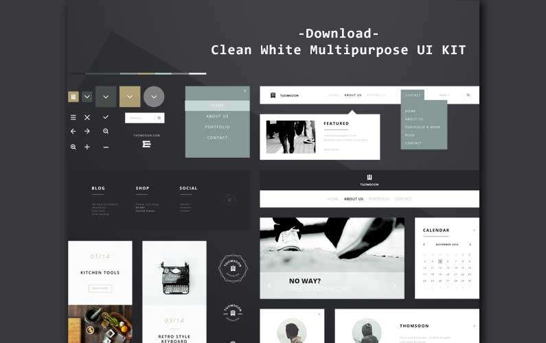 Clean White Multipurpose UI KIT for Download [PSD]