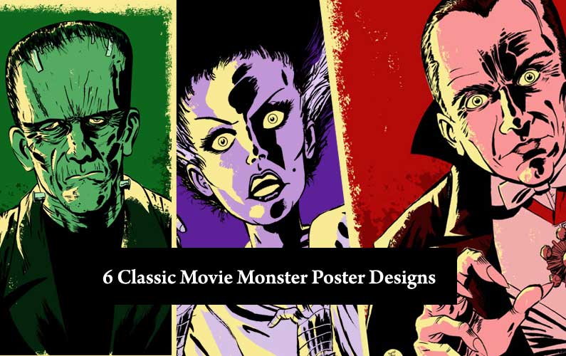 6 Classic Movie Monster Poster Designs
